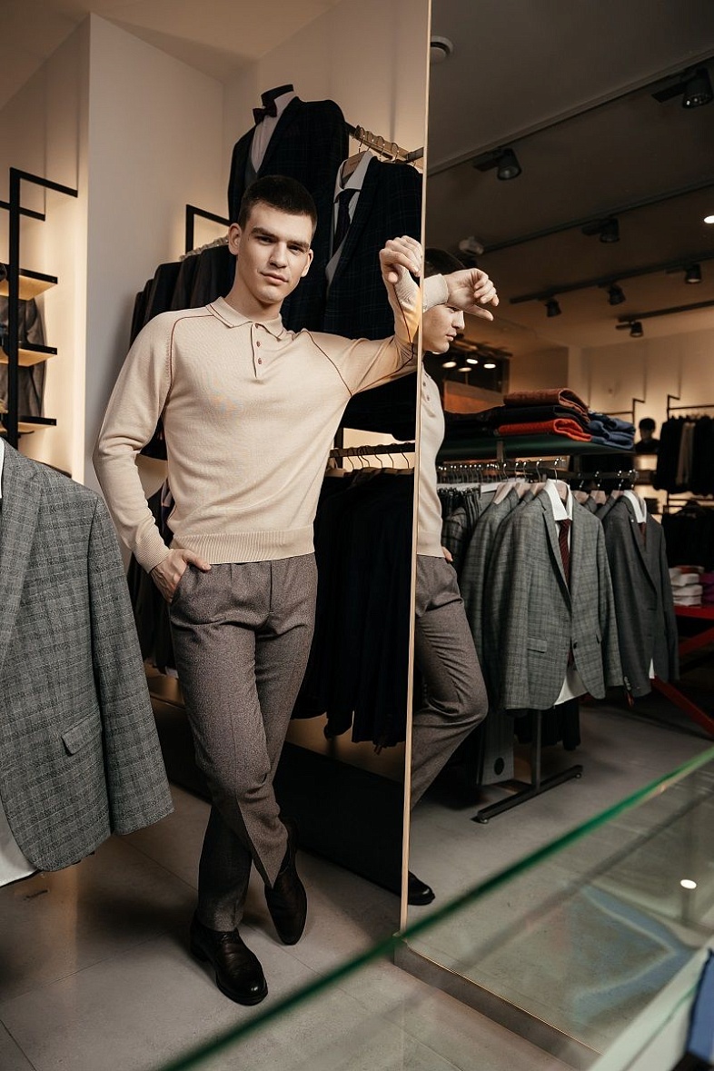 Брюки мужские классические со стрелками коричневый TRUVOR 3079, тк. СПО31281