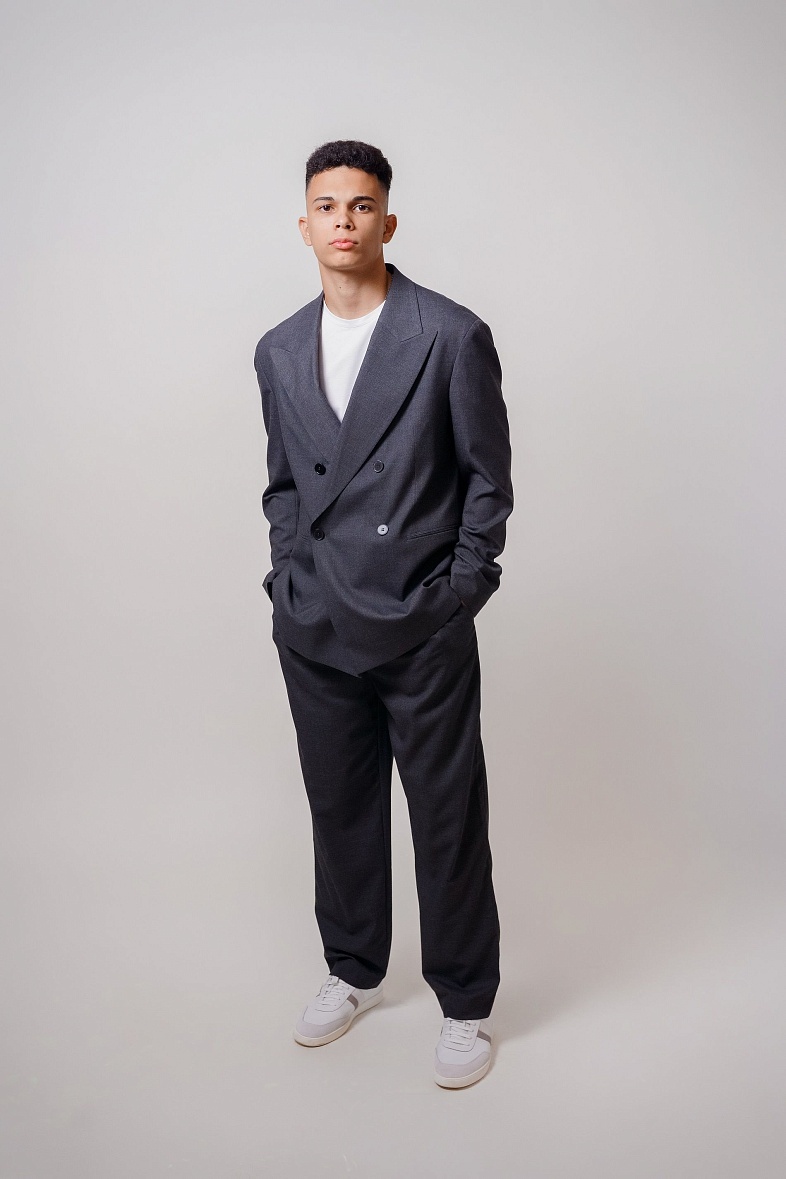 Пиджак мужской   серый однотонный Adam Soul Oversize Grey Od\BB